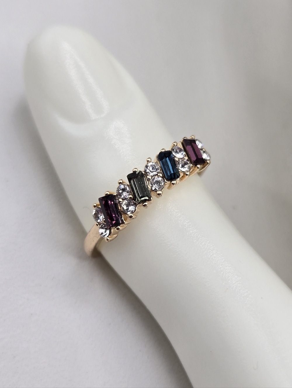 Swarovski Crystal Elements Rose Gold Statement Ring Multi-Color Size 8.75 Prom